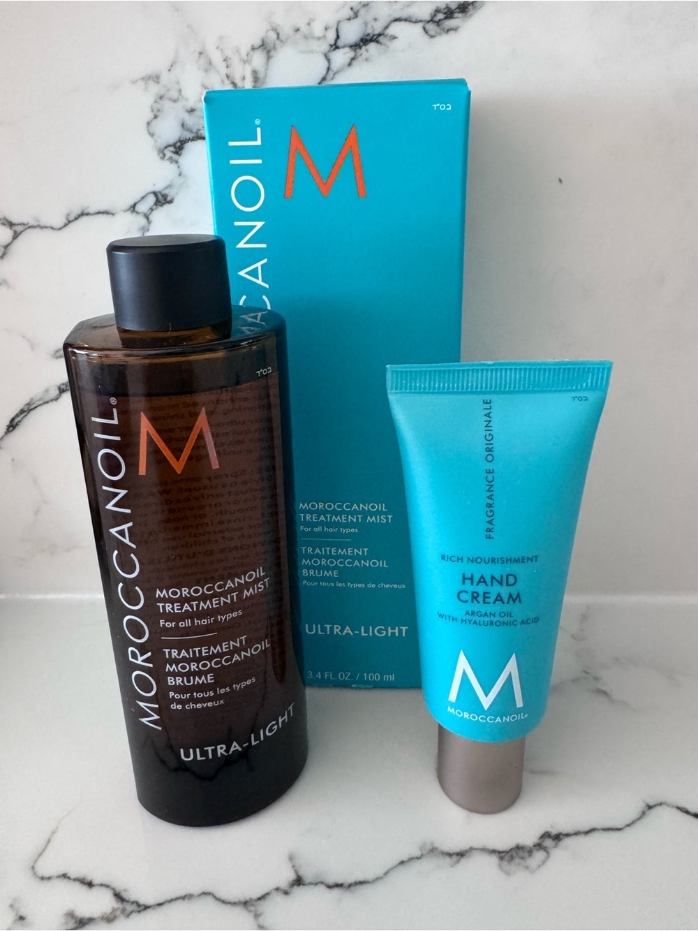Moroccanoil Turquoise Hand Cream & Brown Treatment Mist Set